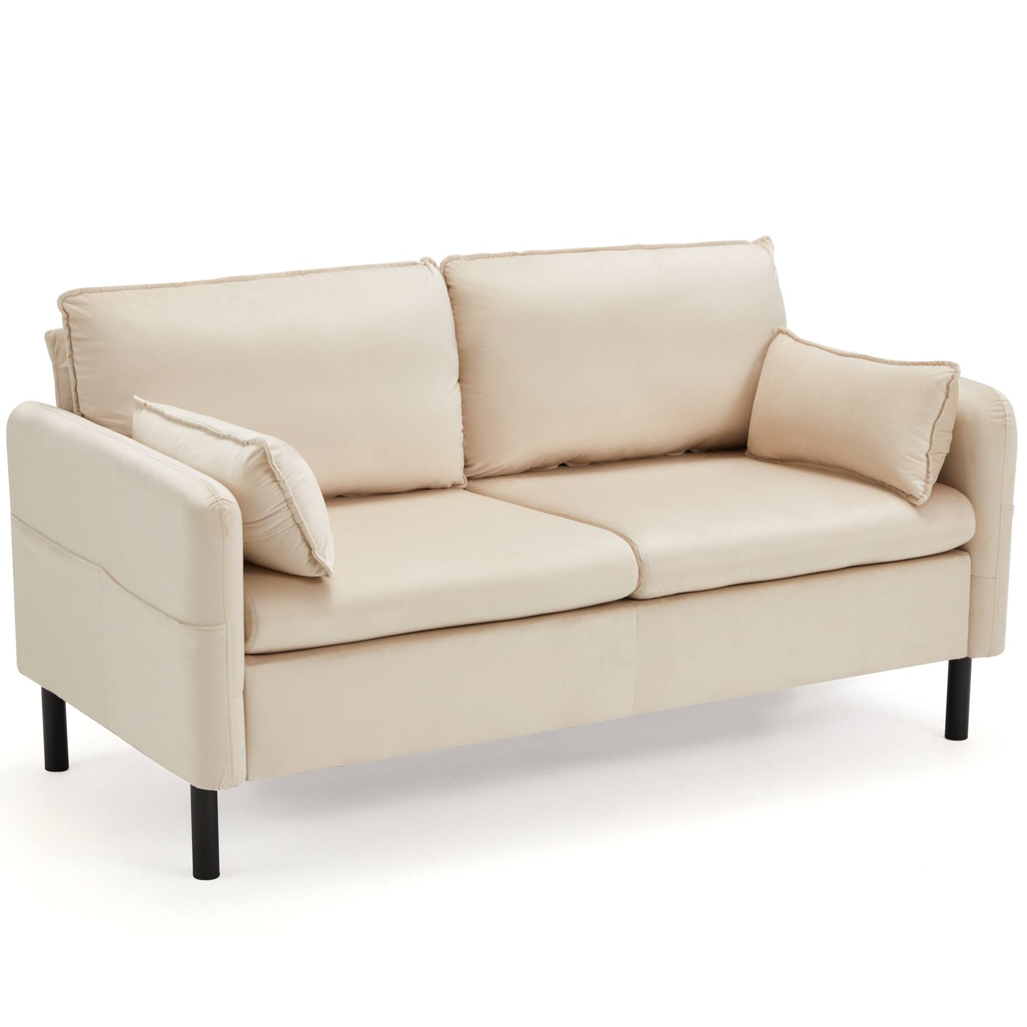 U-HOMY - Modern Loveseat Sofa with Storage Pockets and Cushions – Small Space 2-Seater Couch for Living Room - Beige price history on PriceWatchPro