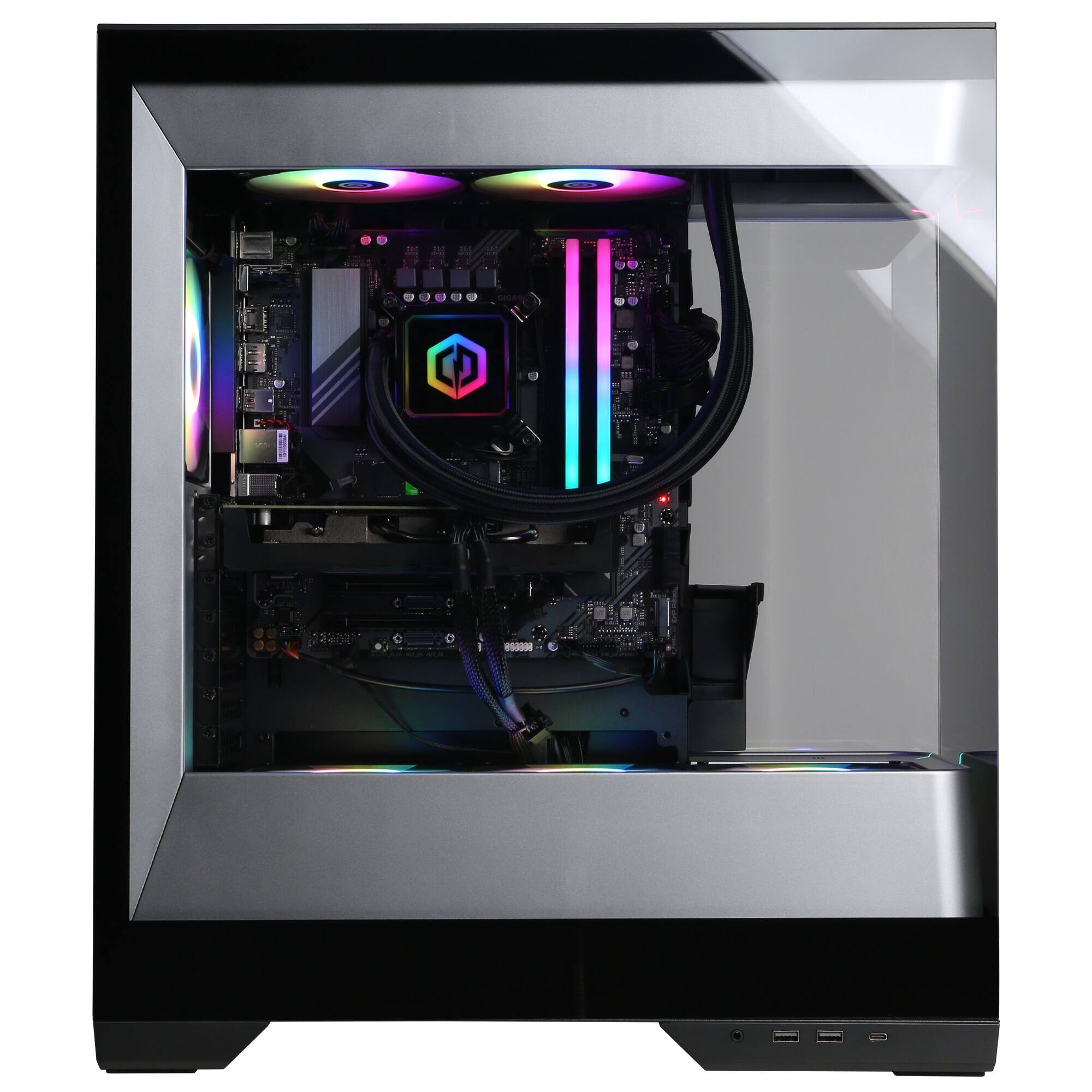 Alt View 5. CyberPowerPC - Gaming Desktop - Intel Core Ultra 9 285 2025 - AMD Radeon RX 9060 XT 16GB - 32GB DDR5 Memory - 2TB SSD Storage - Black.