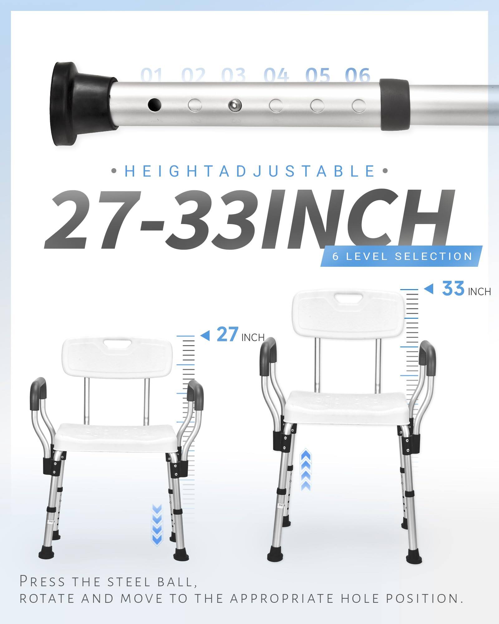 01 02 03 04 05 06  
HEIGHT ADJUSTABLE  
27-33 INCH  
6 LEVEL SELECTION  
PRESS THE STEEL BALL, ROTATE AND MOVE TO THE APPROPRIATE HOLE POSITION.