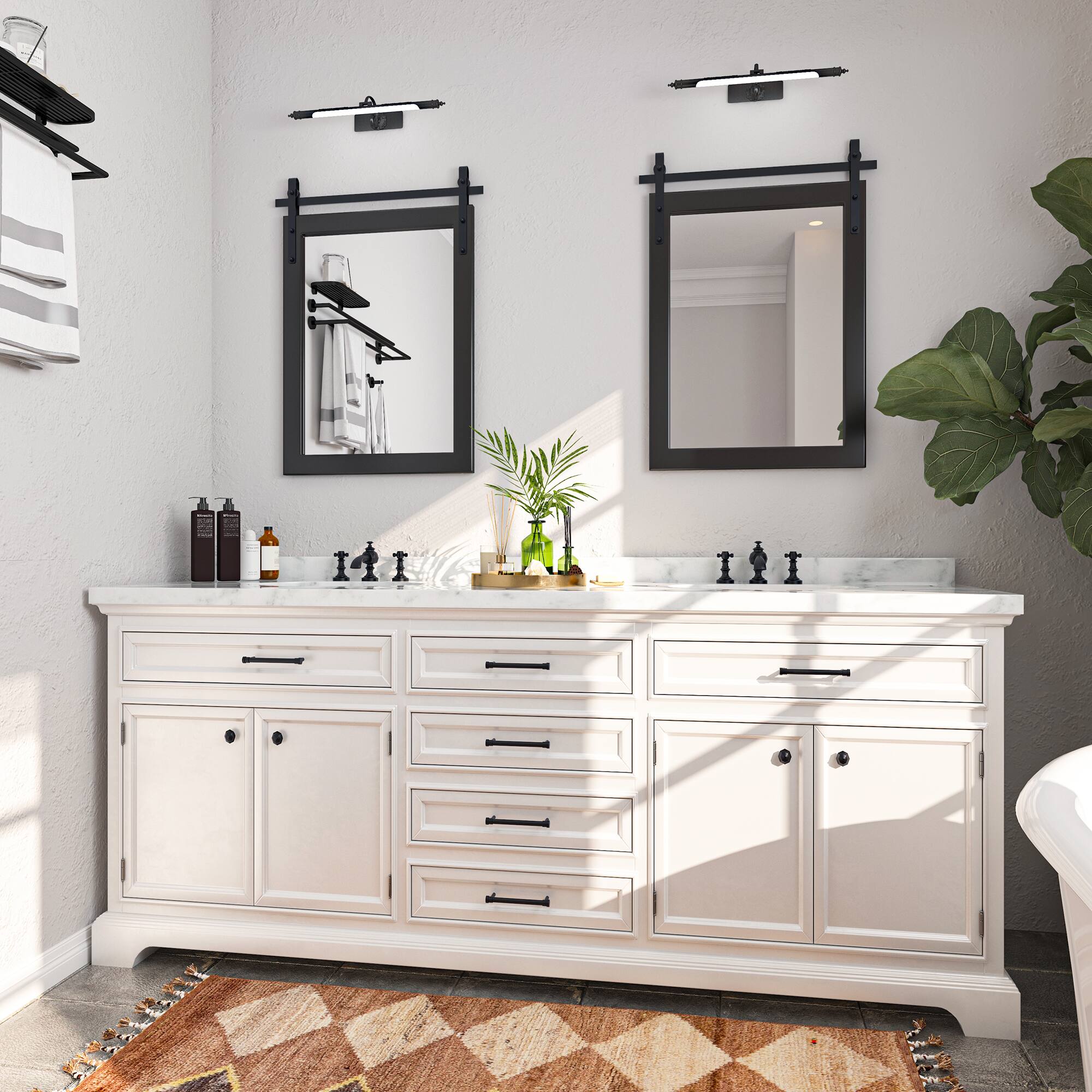 Alt View 1. APRILSOUL - Farmhouse 22 in. W x 30 in. H Rectangle Framed Wall Bathroom Vanity Mirror Accent Mirror in Black.