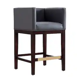 Manhattan Comfort - Kingsley Mid-Century Modern Wood Upholstered Counter Stool - Gray