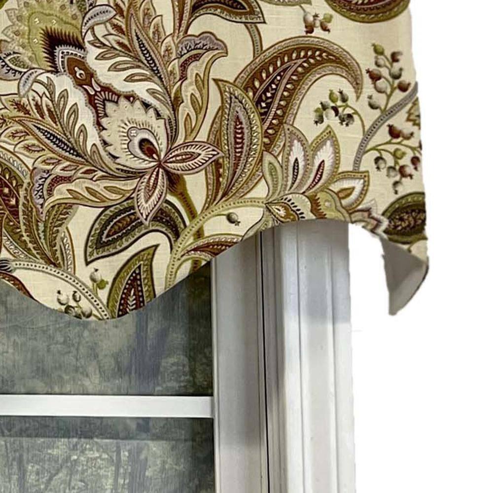 Left. RLF Home - RLF Home Valdosta Regal Style 3" Rod Pocket Valance 50" x 17" Vintage - Vintage.