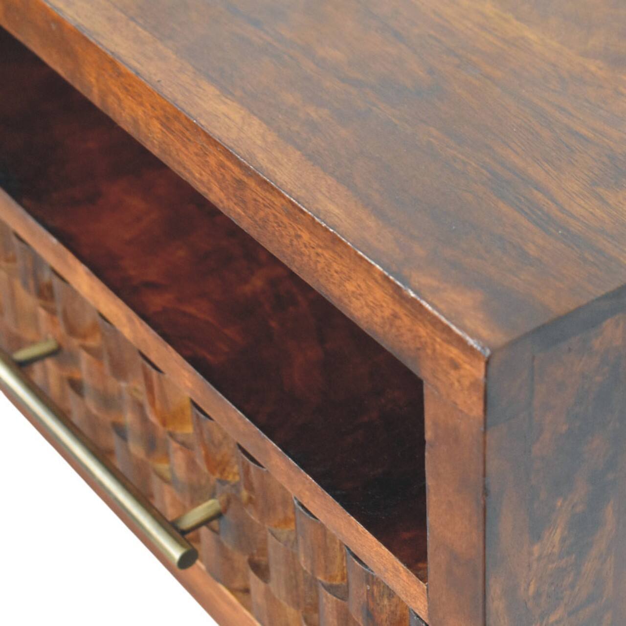 Alt View 2. Artisan Furniture - Cadiz Textured Bedside Table - Brown.