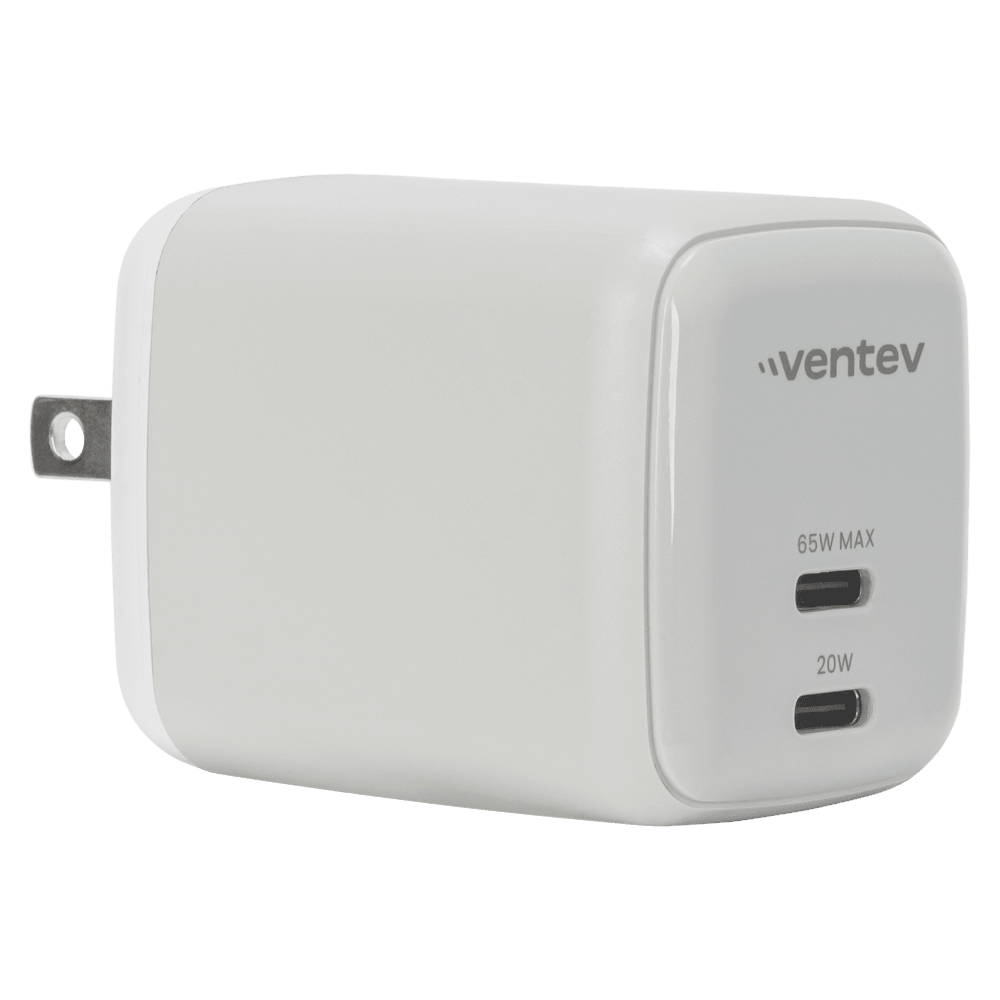 Ventev 65W ULTRAFAST USB C Universal Dual GaN Mini Wall Charger White ...