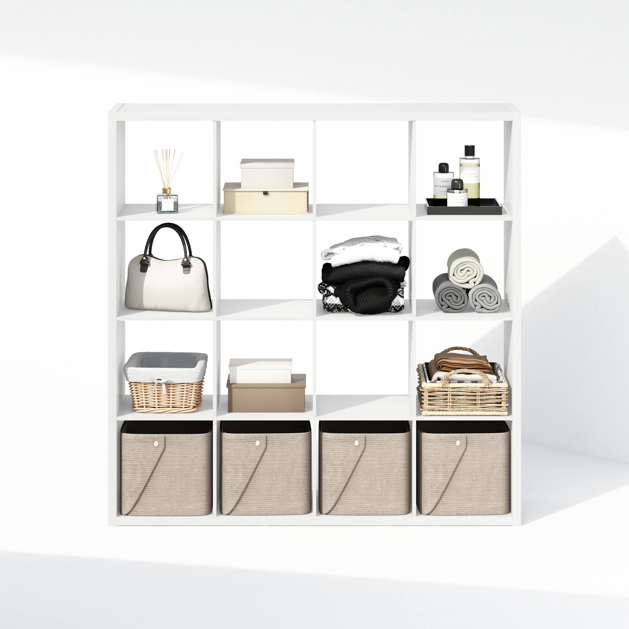 Alt View 4. Furinno - Cubic Open Back Multipurpose Clothing & Closet Storage Organizer Shelf, 16-Cube - White.