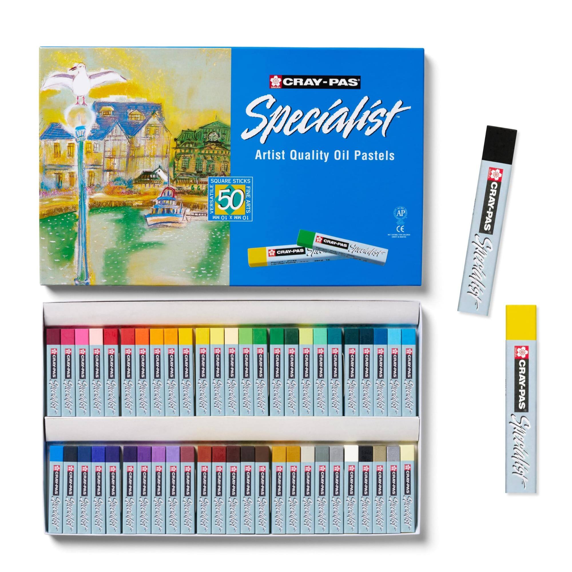 CRAY-PAS Specialist  
Artist Quality Oil Pastels  
SQUARE STICKS  
50  
FINE ARTS AP  
CRAY-PAS KK  
10 X KN 10 CE  
CRAY-PAS  
CRAY-PAS Specialist