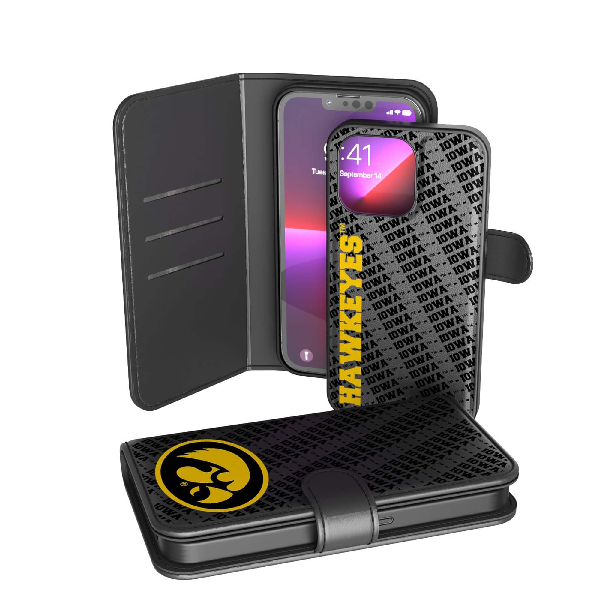 Keyscaper - NCAA - Iowa Hawkeyes iPhone Wallet Case - 15 - Multicolor