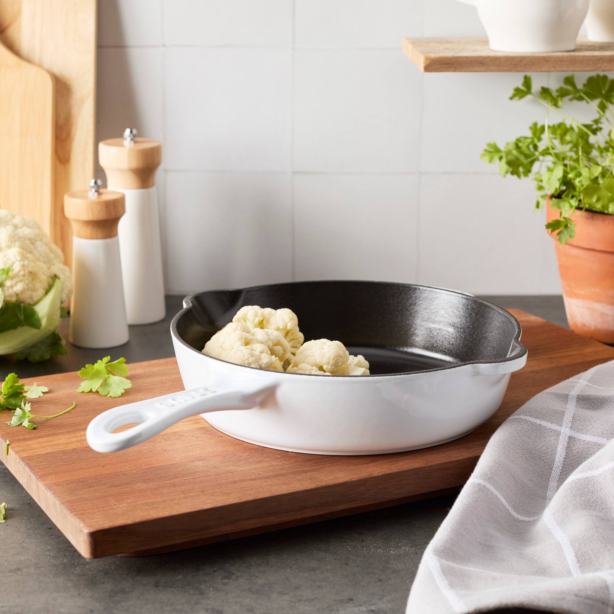 Alt View 1. Staub - STAUB Cast Iron 8.5-inch Traditional Deep Skillet - White - White.