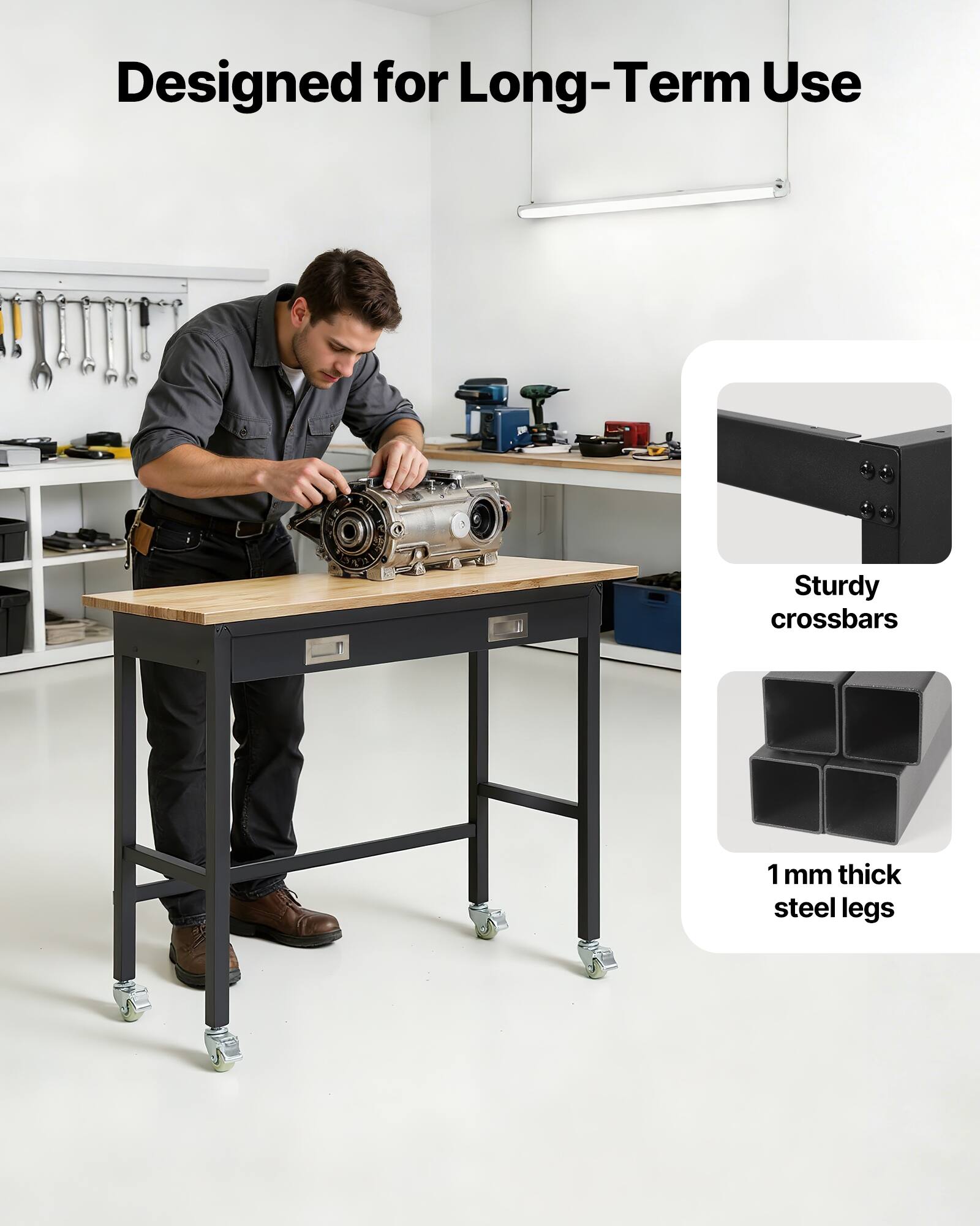Designed for Long-Term Use

Sturdy crossbars

1 mm thick steel legs