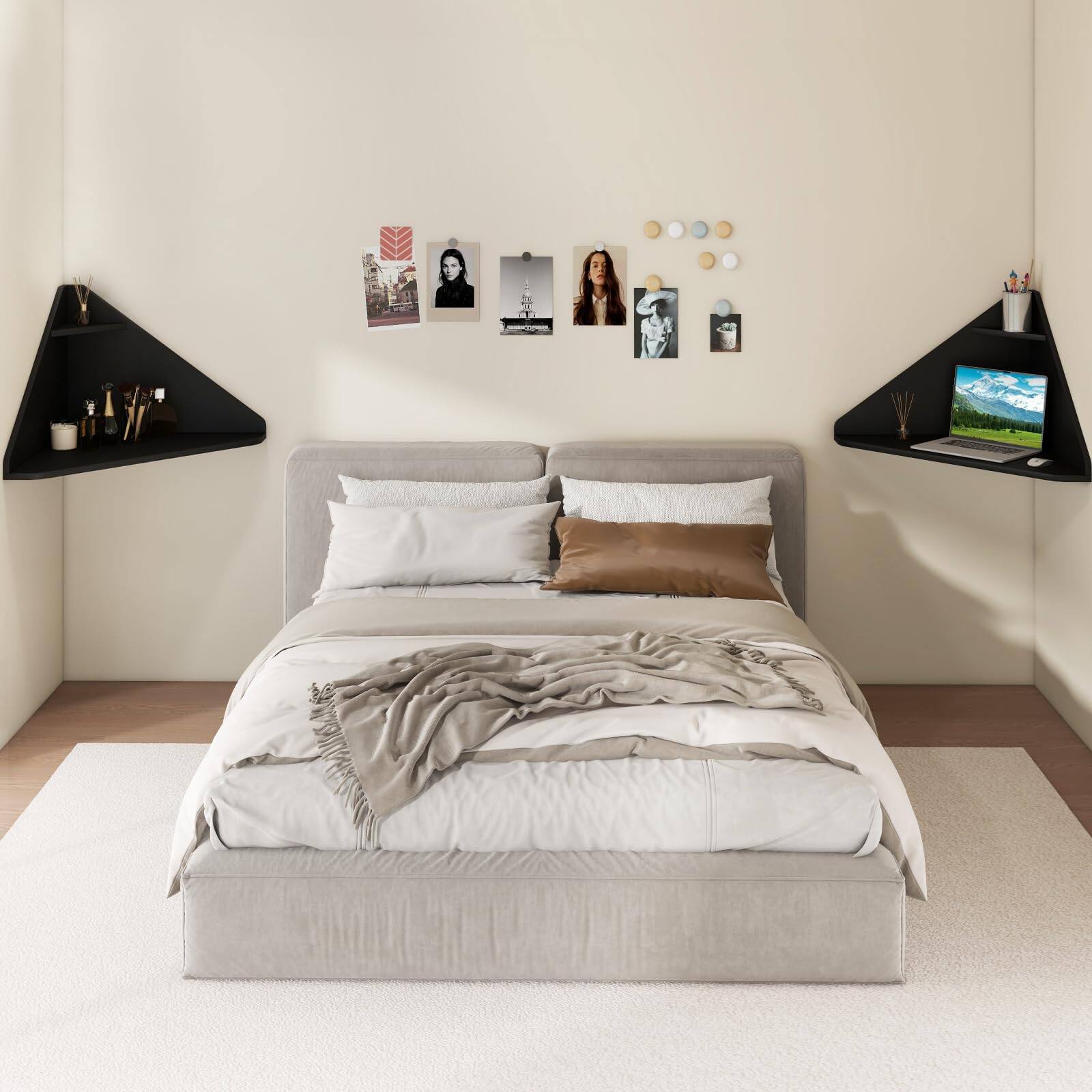 Alt View 7. Ecooso - Triangular Corner Computer Desk with Storage Shelf, Space-Saving Home Office Workstation - Black.