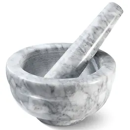 Home It - Mortar And Pestle Set - Marble Mortar and Pestle Set for Spices and Pills in Color Grey 3.75 inch Diameter - Gray