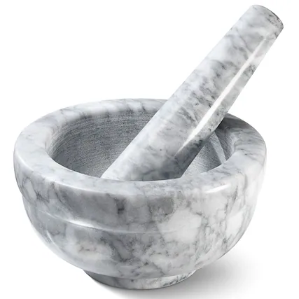 Front. Home It - Mortar And Pestle Set - Marble Mortar and Pestle Set for Spices and Pills in Color Grey 3.75 inch Diameter - Grey.