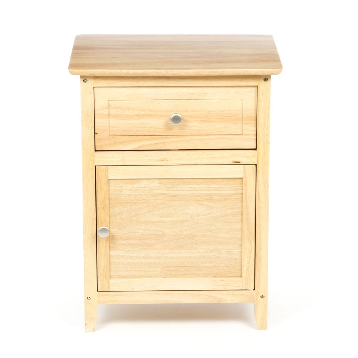 Angle. Hivvago - Hivvago 1-Drawer Bedside Table Cabinet Nightstand - Natural.