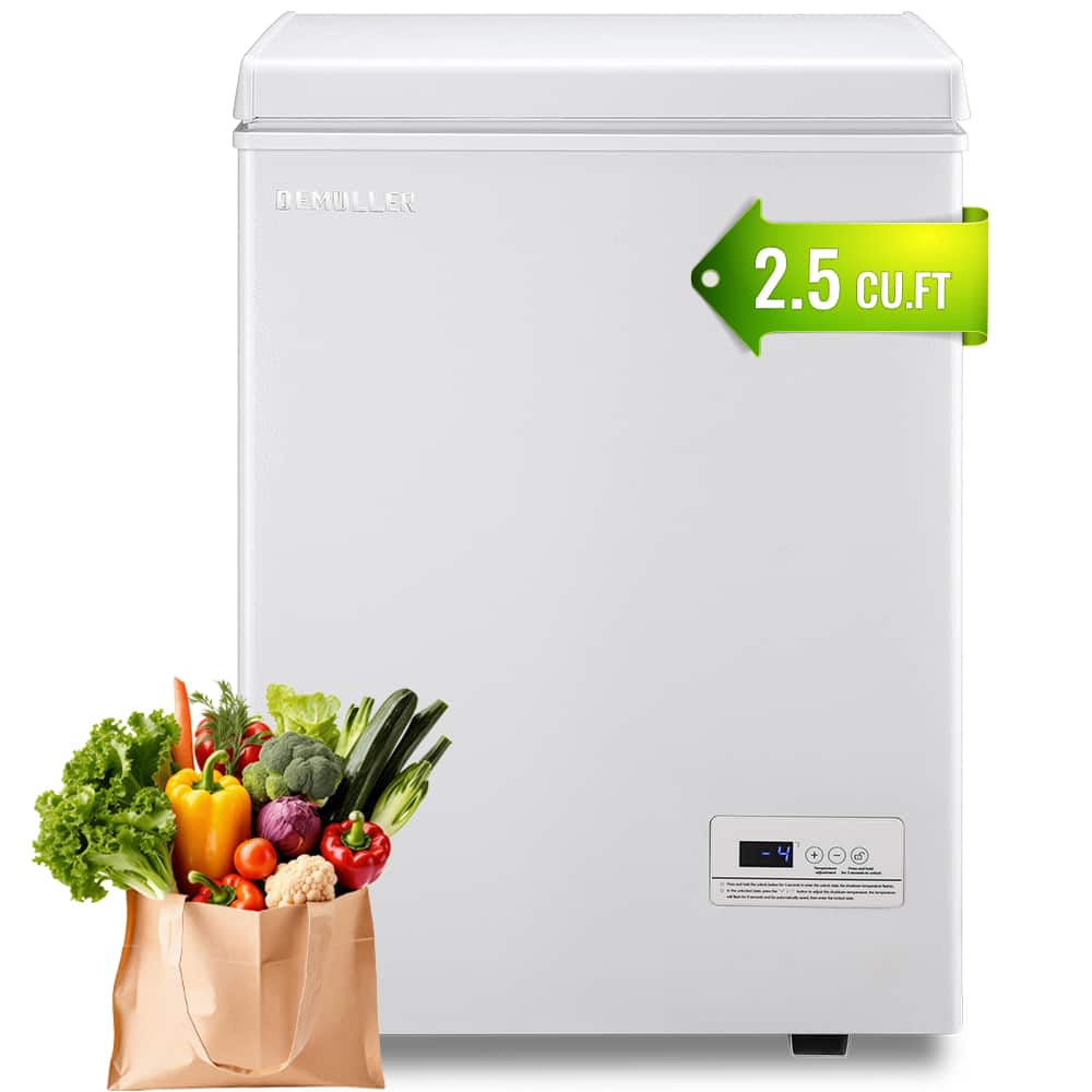 DEMULLER - 2.5 Cu.Ft Deep Chest Freezer with 2 Removable Baskets, Small Freezer with Eletronic Panel - White