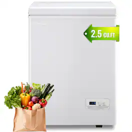 DEMULLER - 2.5 Cu.Ft Deep Chest Freezer with 2 Removable Baskets, Small Freezer with Eletronic Panel - White