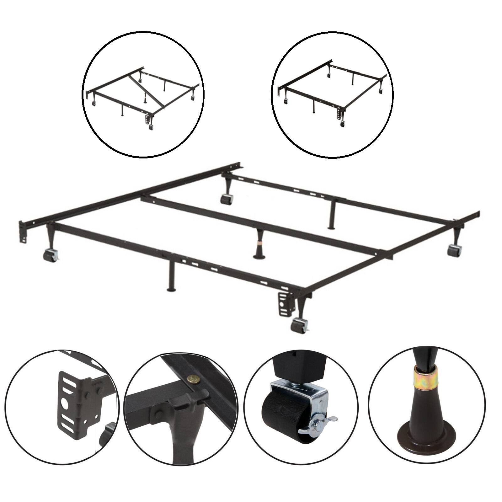 Left. Kings Brand Furniture - Kings Brand Furniture Twin/Full/Queen Metal Bed Frame (Center Support) - Black.