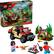 The image features a Lego Jurassic World set, which includes a truck, a dinosaur, and several Lego figures. The set is designed for children aged 6 and above, and it consists of 285 pieces. The Lego figures are posed in various positions, with one figure holding a knife and another holding a gun. Additionally, there is a dinosaur figure in the scene, adding to the excitement of the playset.