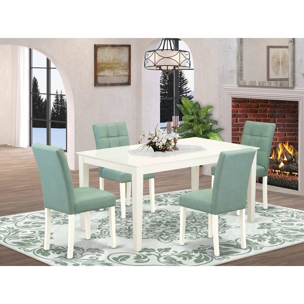 Alt View 8. East West Furniture - 5 Piece Dining Room Set contain A Dinner Table - White.