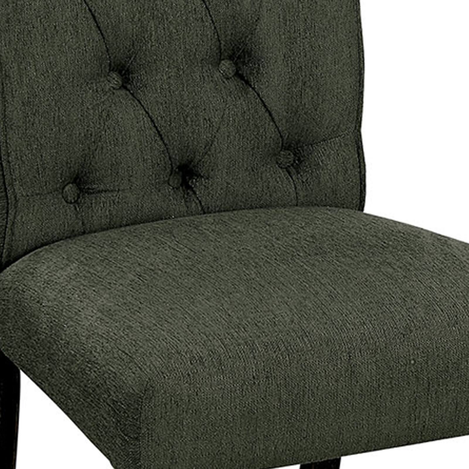 Alt View 2. Manhattan Lane - Button Tufted Wooden Fabric Upholstered Side Chair, Gray, Pack Of Two - Gray And Black.