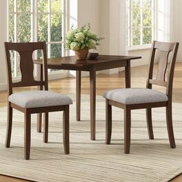 Loheer - Dining Chairs Set of 2 Mid-Century Modern Upholstered High Back Rubberwood Padded Kitchen Desk Chairs Brown Beige - Brown, Beige