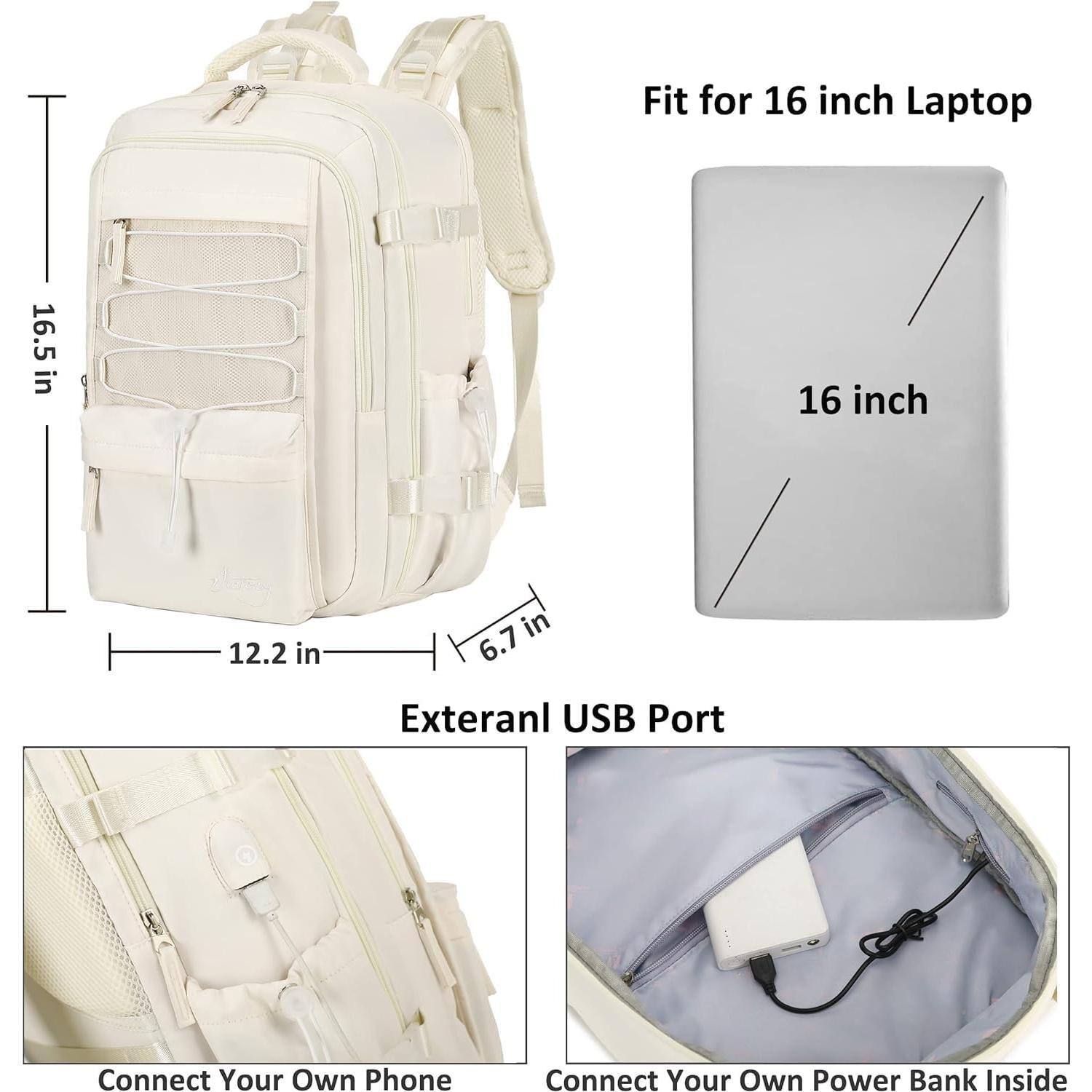 Alt View 3. Pacoar Cade - Travel Backpack For Women Men 15.6 Inch Laptop Backpacks With Usb Port Carry On Flight Approved Large Packs College - Pink-15.6 Inch.