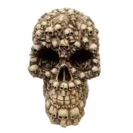 Pacific Trading - Boneyard Skull with Human Skulls Halloween Figurine 5 inch - Beige