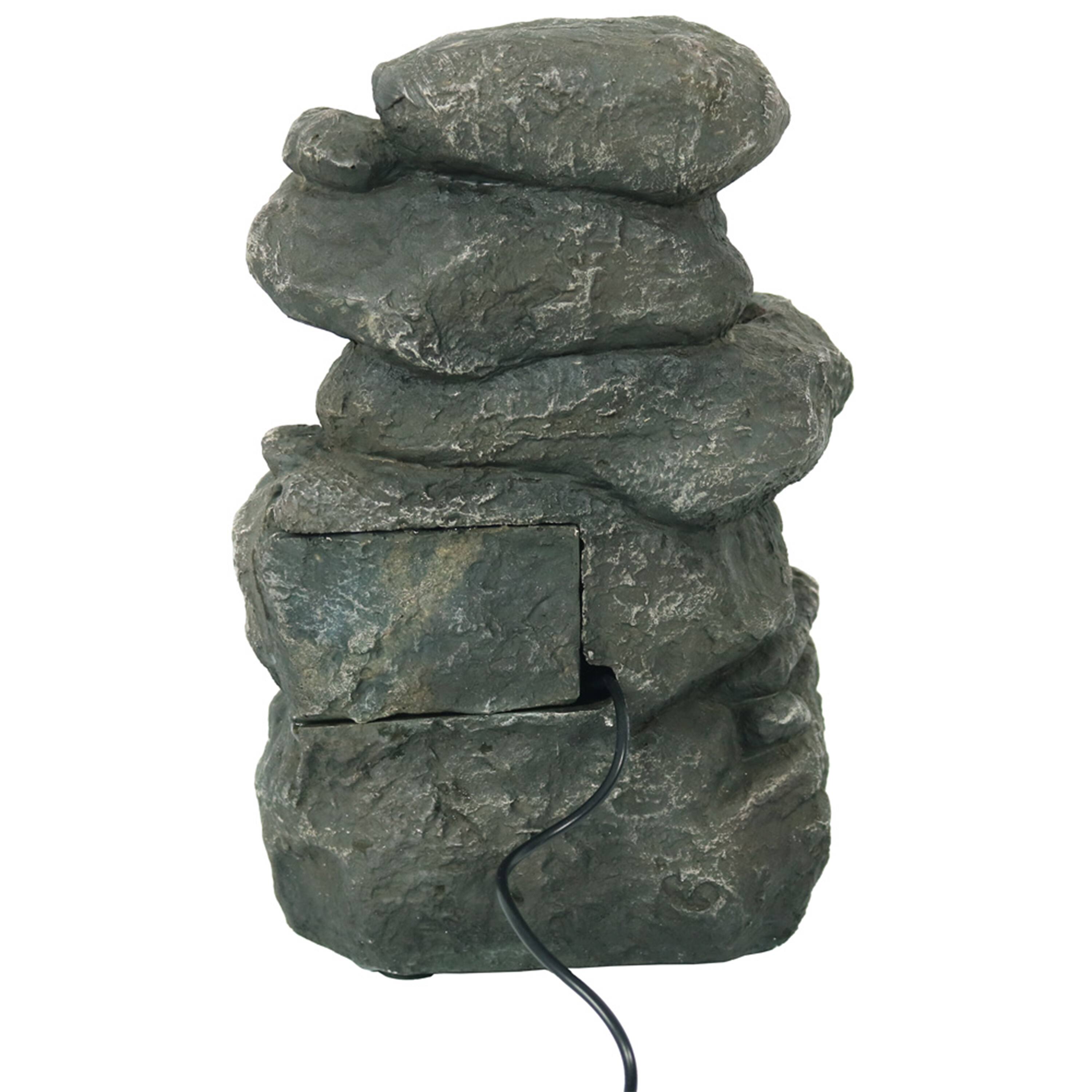 Alt View 10. Sunnydaze - Stacked Rocks Polyresin Indoor Water Fountain with LED - 10.5 in - Light Grey.
