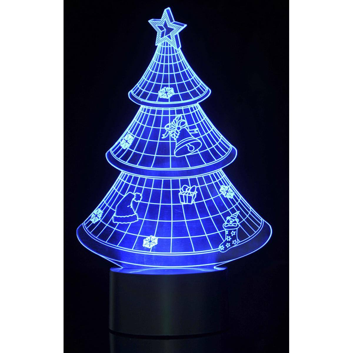 Left. JuzToys - 3D Night Light for Kids, 3D Christmas Tree Laser Cut Precision LED Lights, LED Lamp for Bedrooms and Offices - Black.