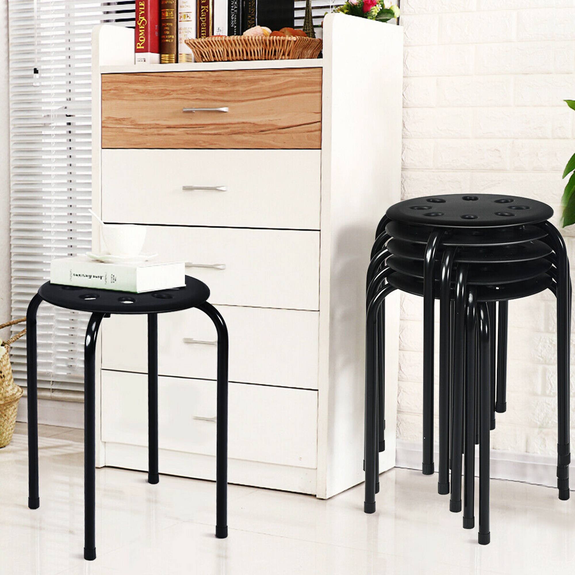 Alt View 3. Gymax - Gymax Set of 6 Portable Plastic Stack Stools 17.5" Height Backless Classroom Seating - Black.
