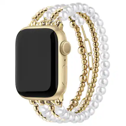 Front. Posh Tech - Penny Beaded Band for Apple Watch - Gold.