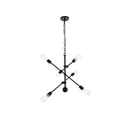 Living District - Axel 6 lights pendant with chain - Black