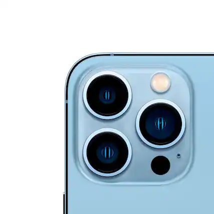 Front. Apple - iPhone 13 Pro A2483 (Fully Unlocked) 128GB Bundle with Pre-Installed Tempered Glass - Sierra Blue.