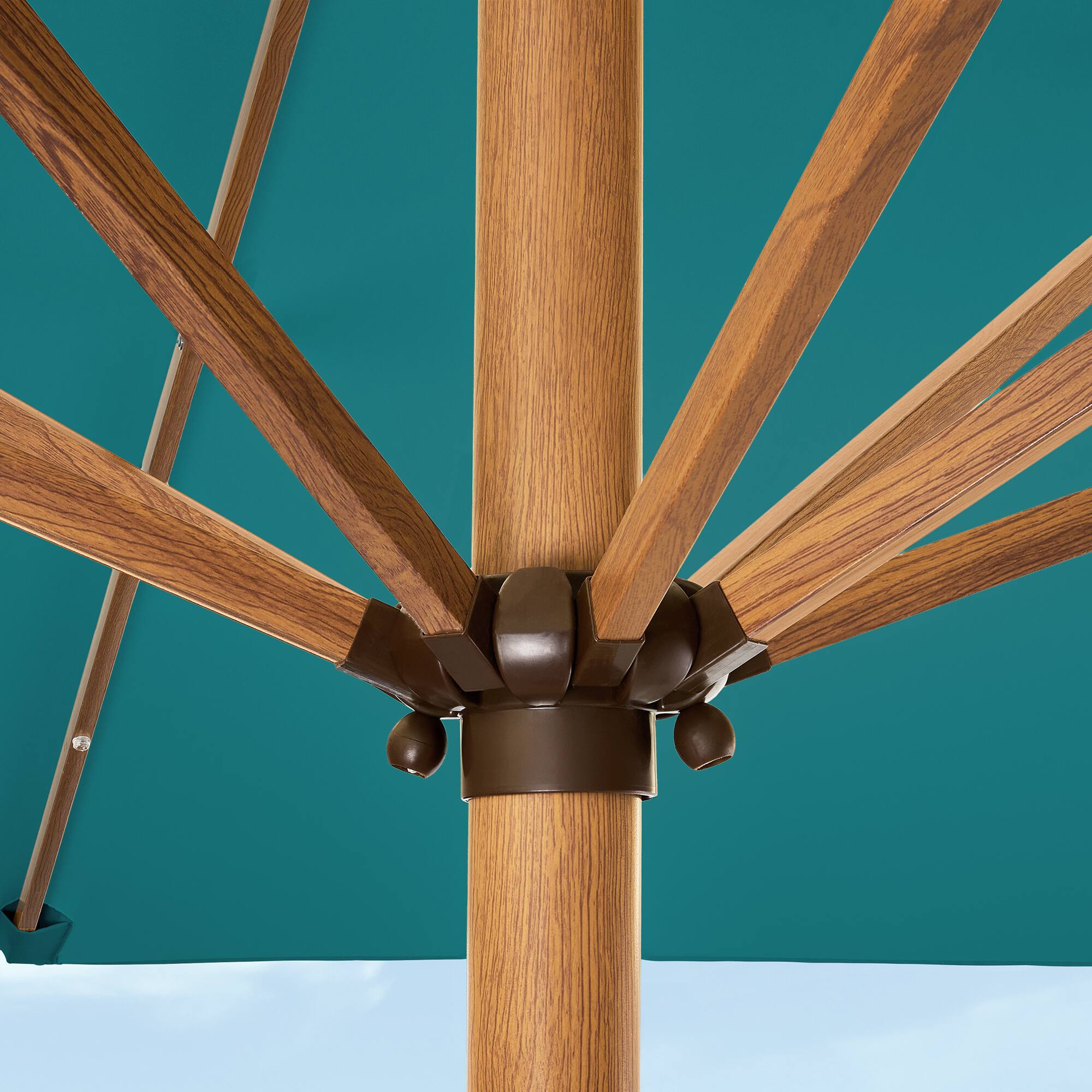 Alt View 1. Best Choice Products - Best Choice Products 9ft Deep Square Solar LED Lighted Patio Umbrella w/ Woodgrain Pattern, UV-Resistant - Cerulean - Cerulean.