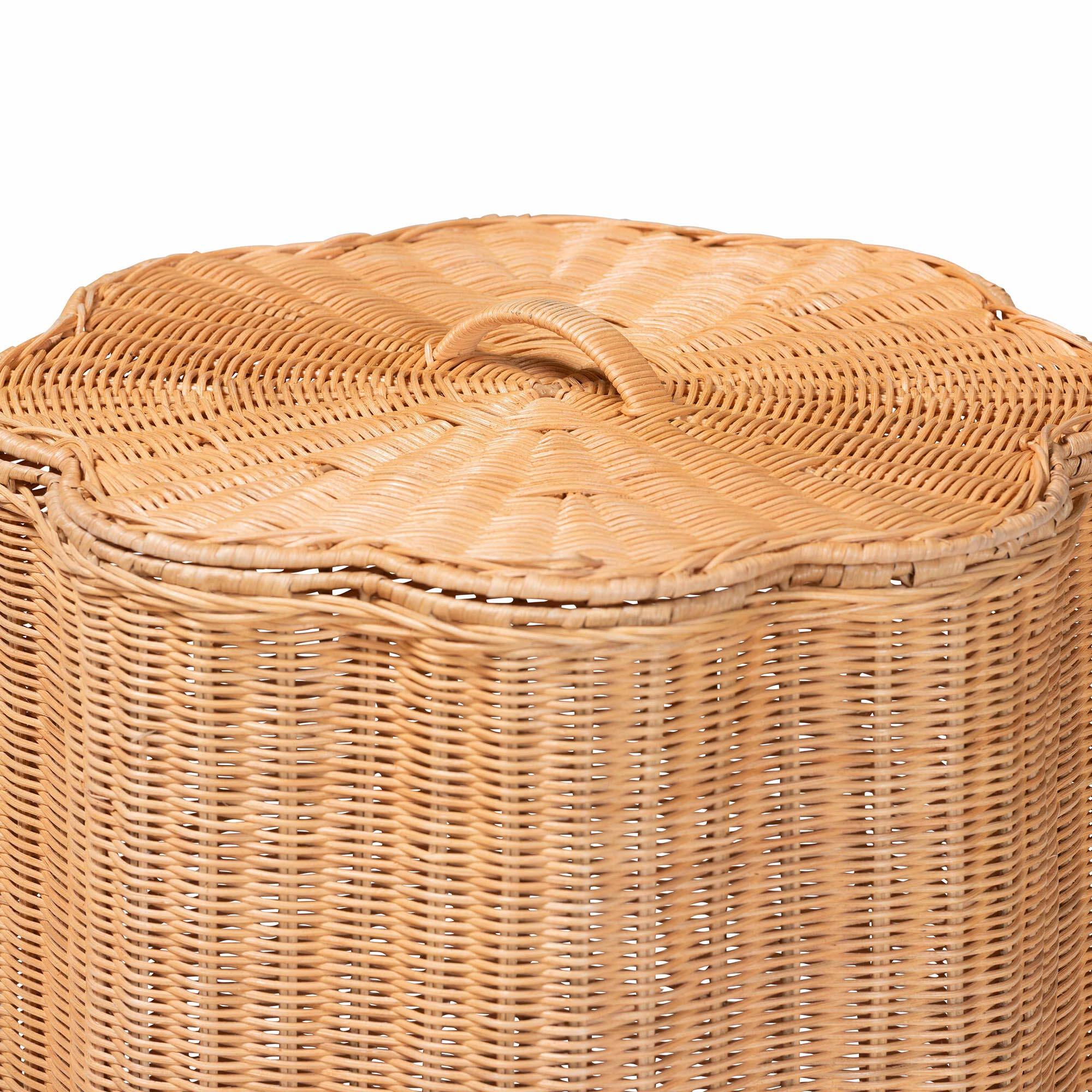 Left. bali & pari - Danilo Natural Rattan Laundry Hamper - Handwoven Wicker Storage Basket for Laundry Room - Light Honey.