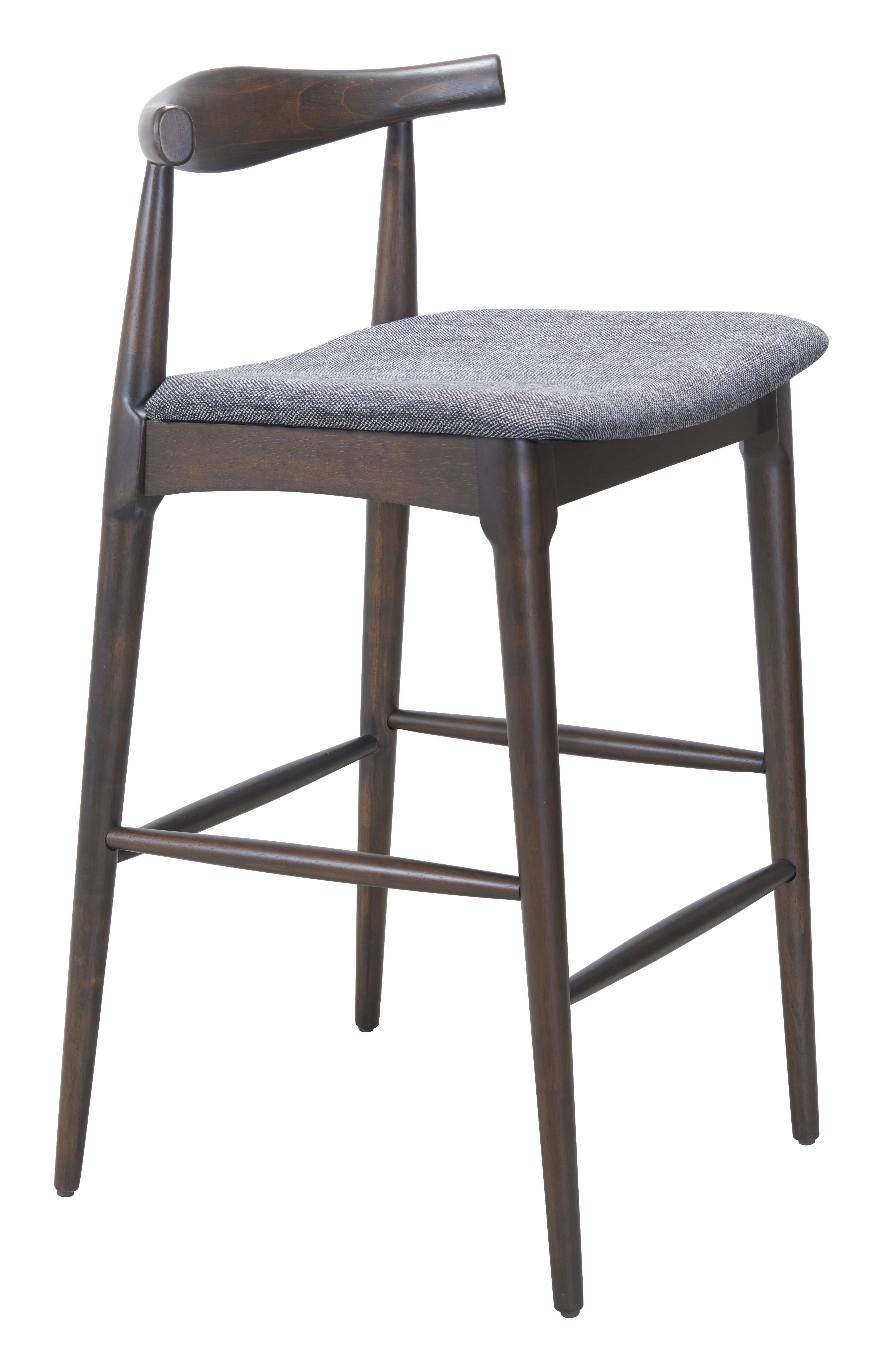 Front. Hivvago - Tuzka Barstool (Set of 2) Gray & Espresso - Gray & Espresso.