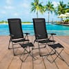 Front. Gymax - Gymax 4PCS Folding Patio Recliner Chair & Ottoman Set w/ Adjustable Backrest Black - Black.