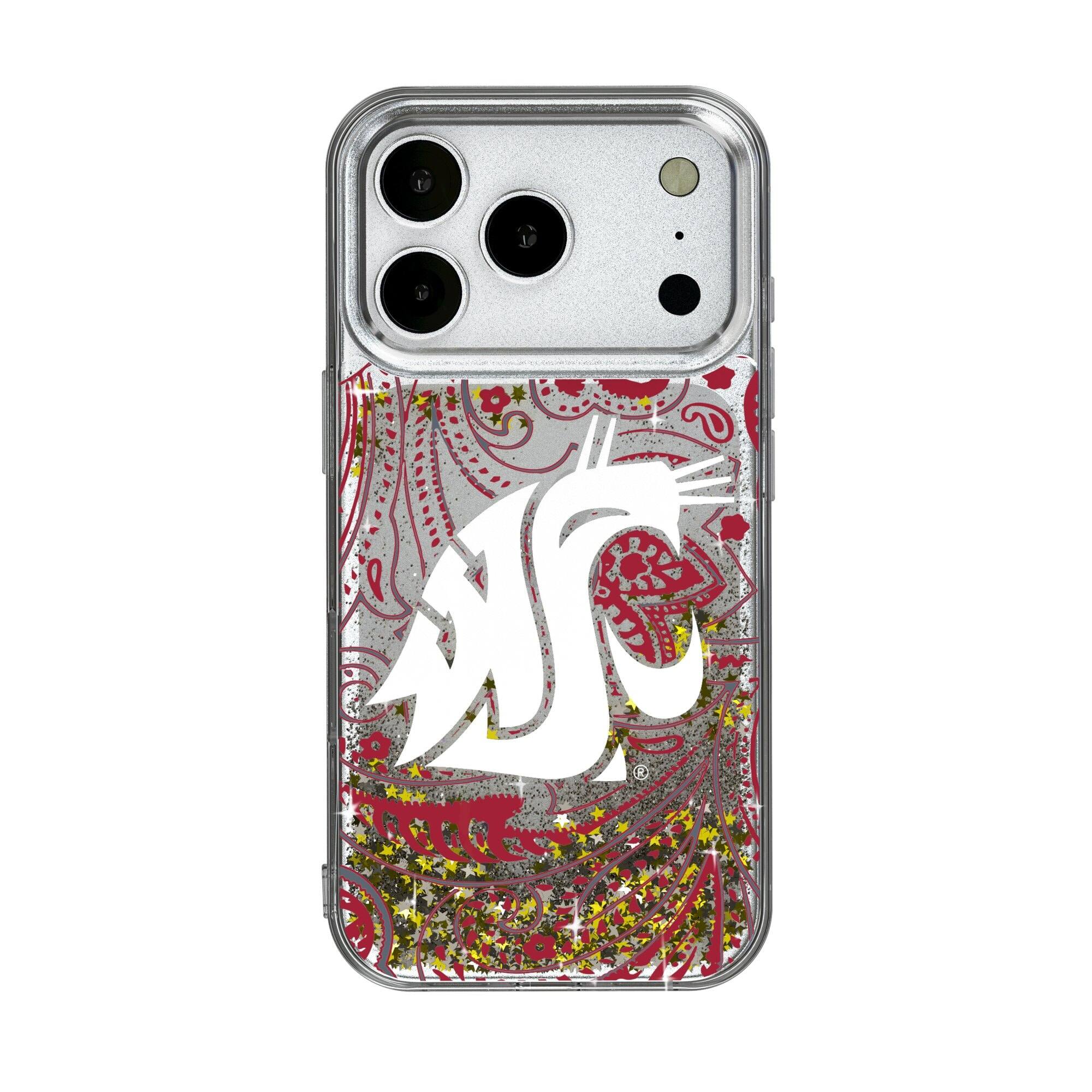 Front. Keyscaper - Washington State Cougars iPhone Glitter Paisley Design Case - 16 Pro Max - Multicolor.