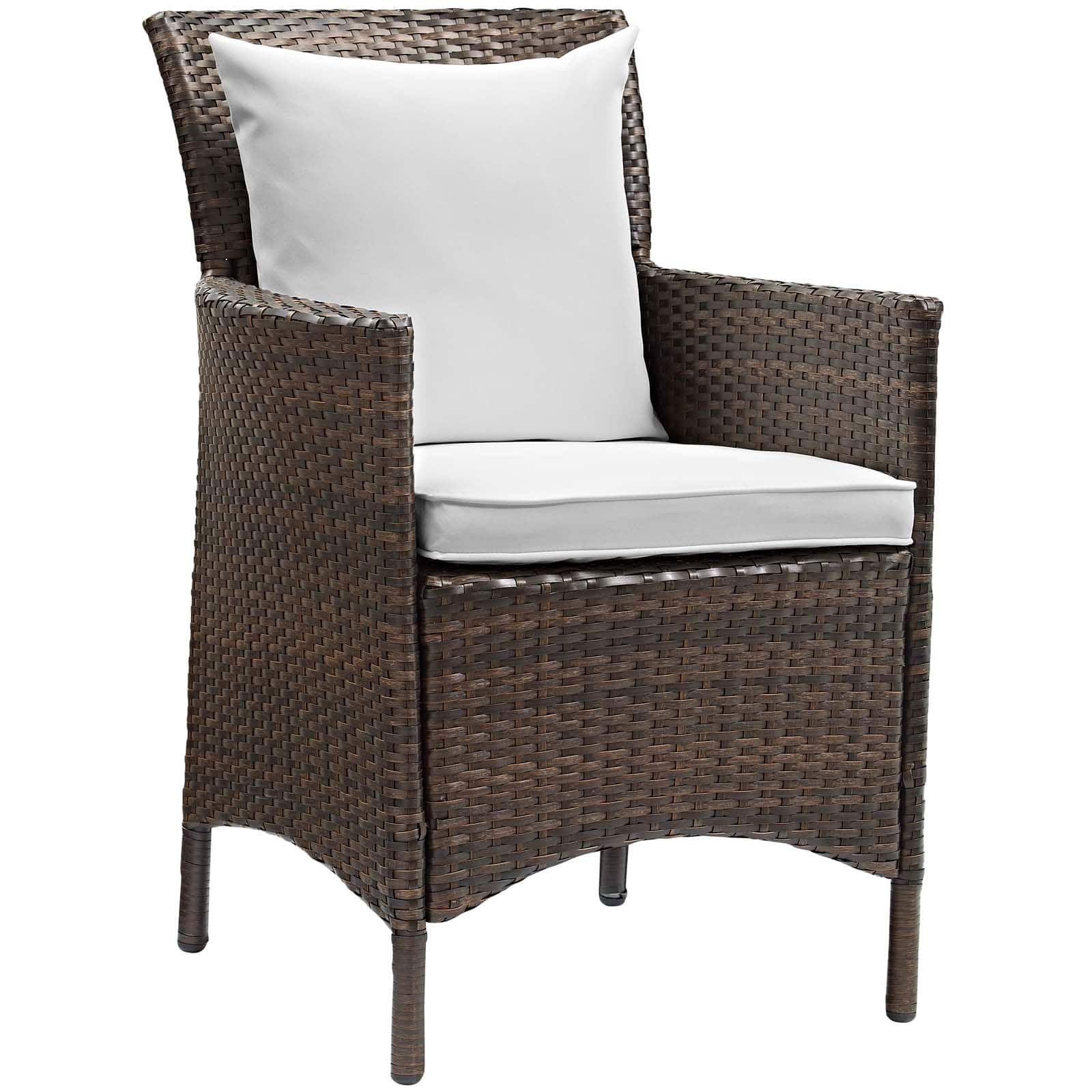 Conduit Outdoor Wicker Rattan Dining Armchair by Modway - Brown White