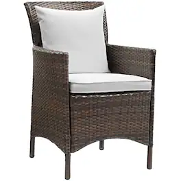Conduit Outdoor Wicker Rattan Dining Armchair by Modway - Brown White