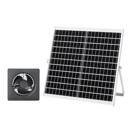 Front. VEVOR - Solar Powered Fan, 20W Solar Panel with Battery Storage, 220 CFM Airflow, Adjustable Panel Angle, 2030 RPM High-Speed.