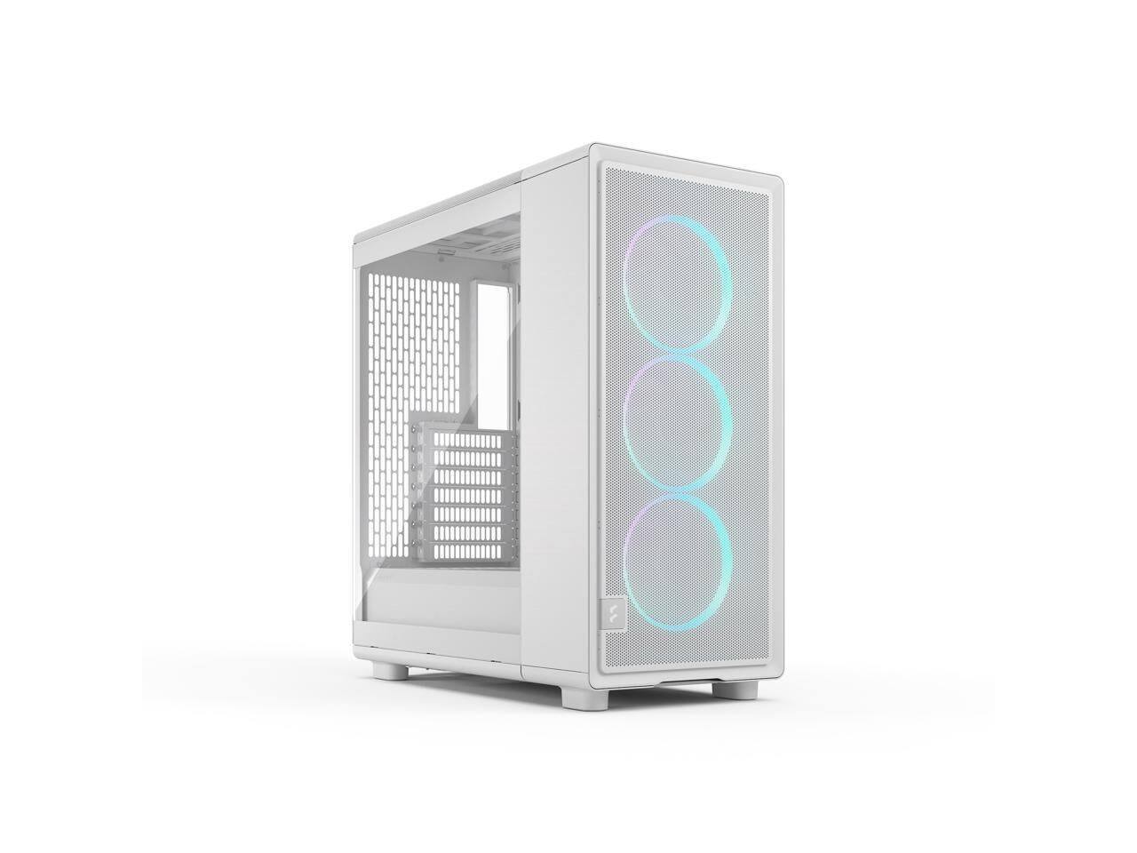 Angle. Fractal Design - Fractal Design Epoch White RGB - Tempered Glass, Mesh Front, 3 RGB Fans, Spacious ATX/mATX/ITX Case - White.