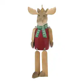BreeBe - Dangle Moose Ornament (Set of 6) - Red, Brown