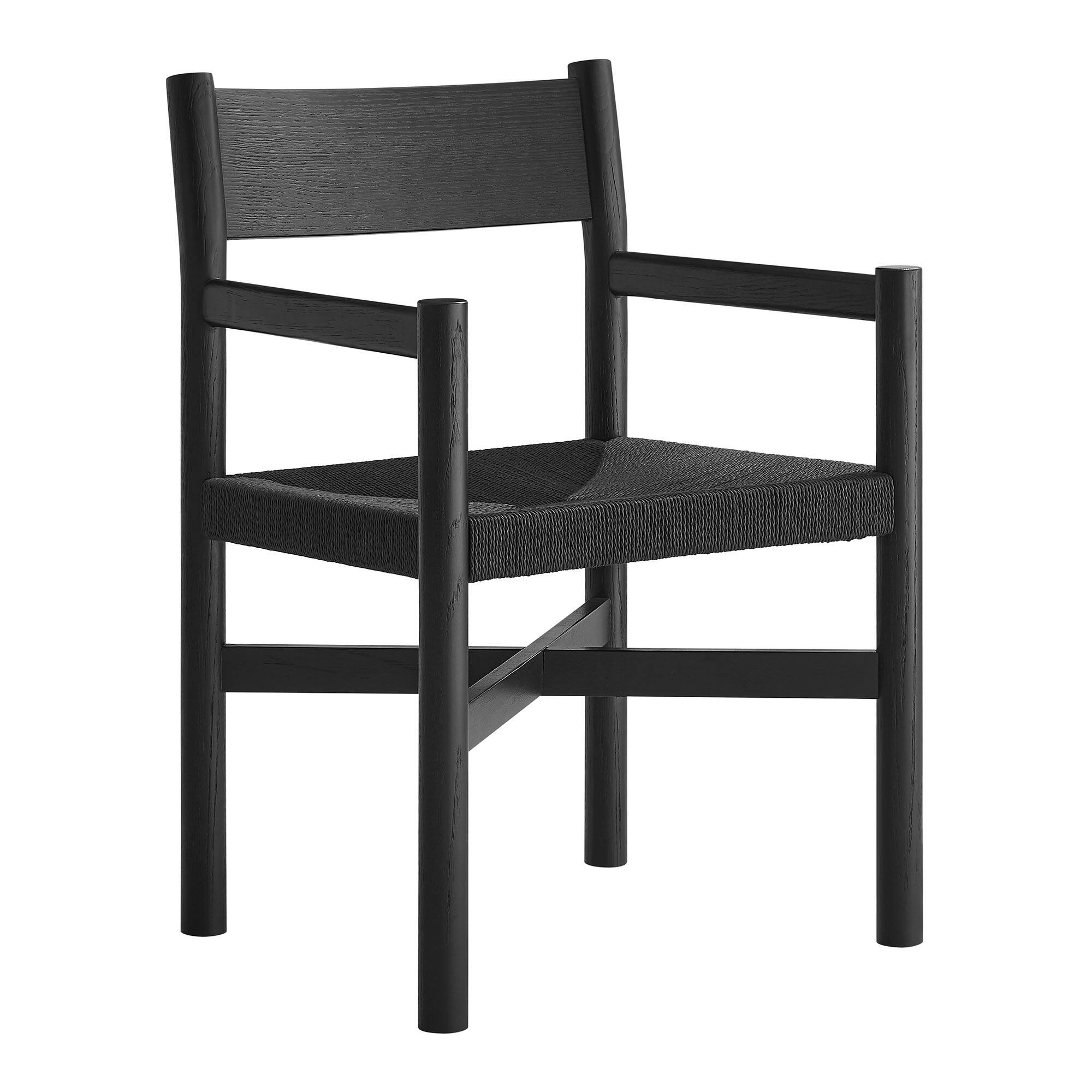 Alt View 2. Modway - Alvia Oak Wood Dining Armchairs With Woven Seats Set of 2 by Modway - Black.
