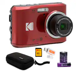 Kodak - PIXPRO FZ45 Friendly Zoom Digital Camera with Travel Organizer and Storage Case, 32GB SD Card - Red