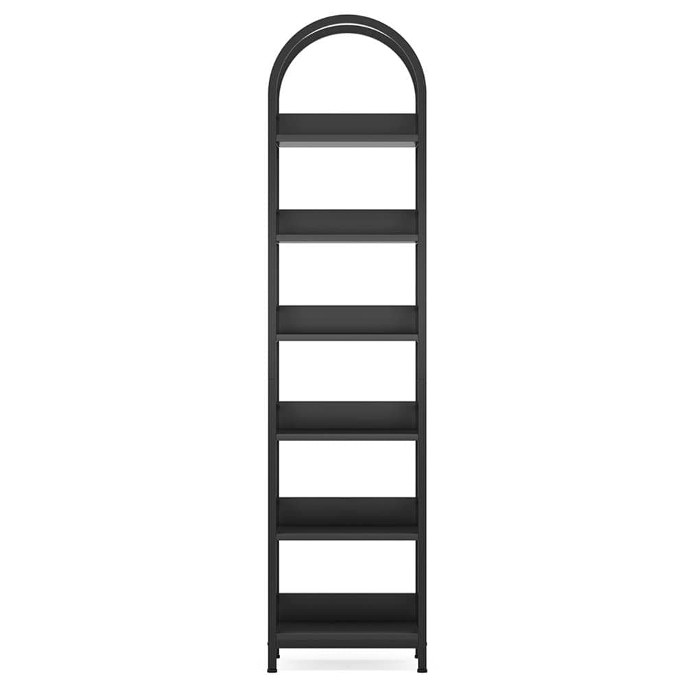 Kadyn - Bookshelf, Storage Shelf, Bookcase,6-Tier Bookshelf, 78.7" Narrow Bookcase Arched Display Shelf - Black