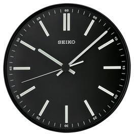 Seiko - 12" Landon Wall Clock with White Markers - Black