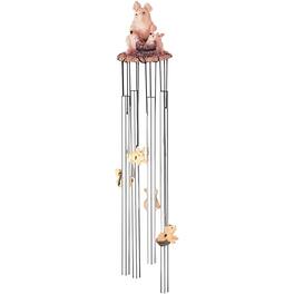 FC Design - 23" Long Pig Round Top Wind Chime Outdoor Patio or Garden Hanging Decoration - Multi-Color