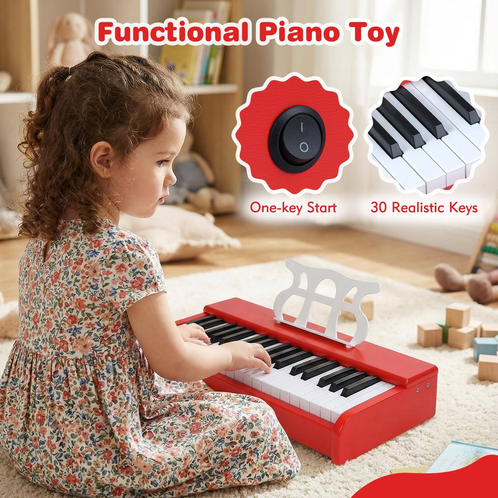 Functional Piano Toy  
One-key Start  
30 Realistic Keys