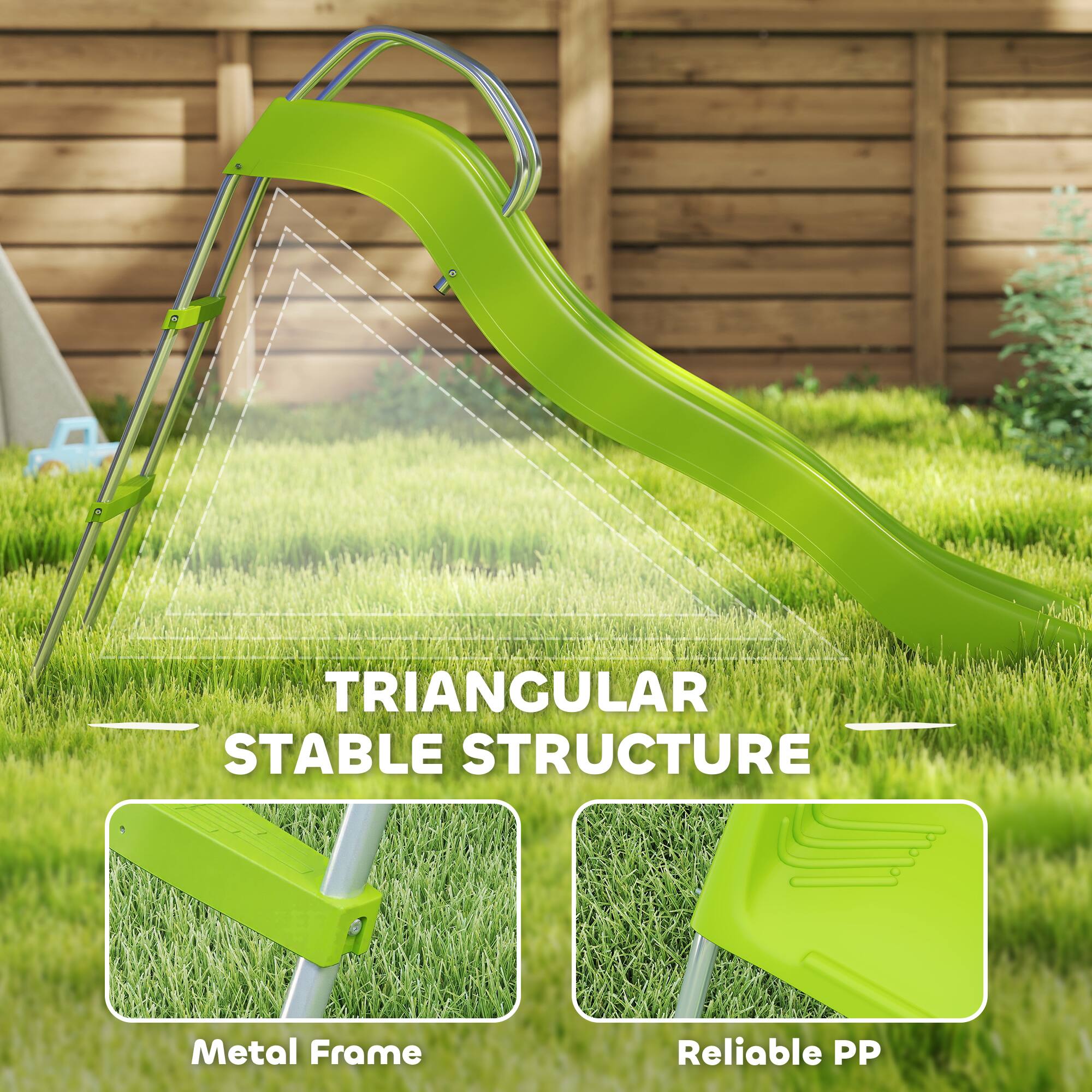 TRIANGULAR STABLE STRUCTURE

Metal Frame

Reliable PP