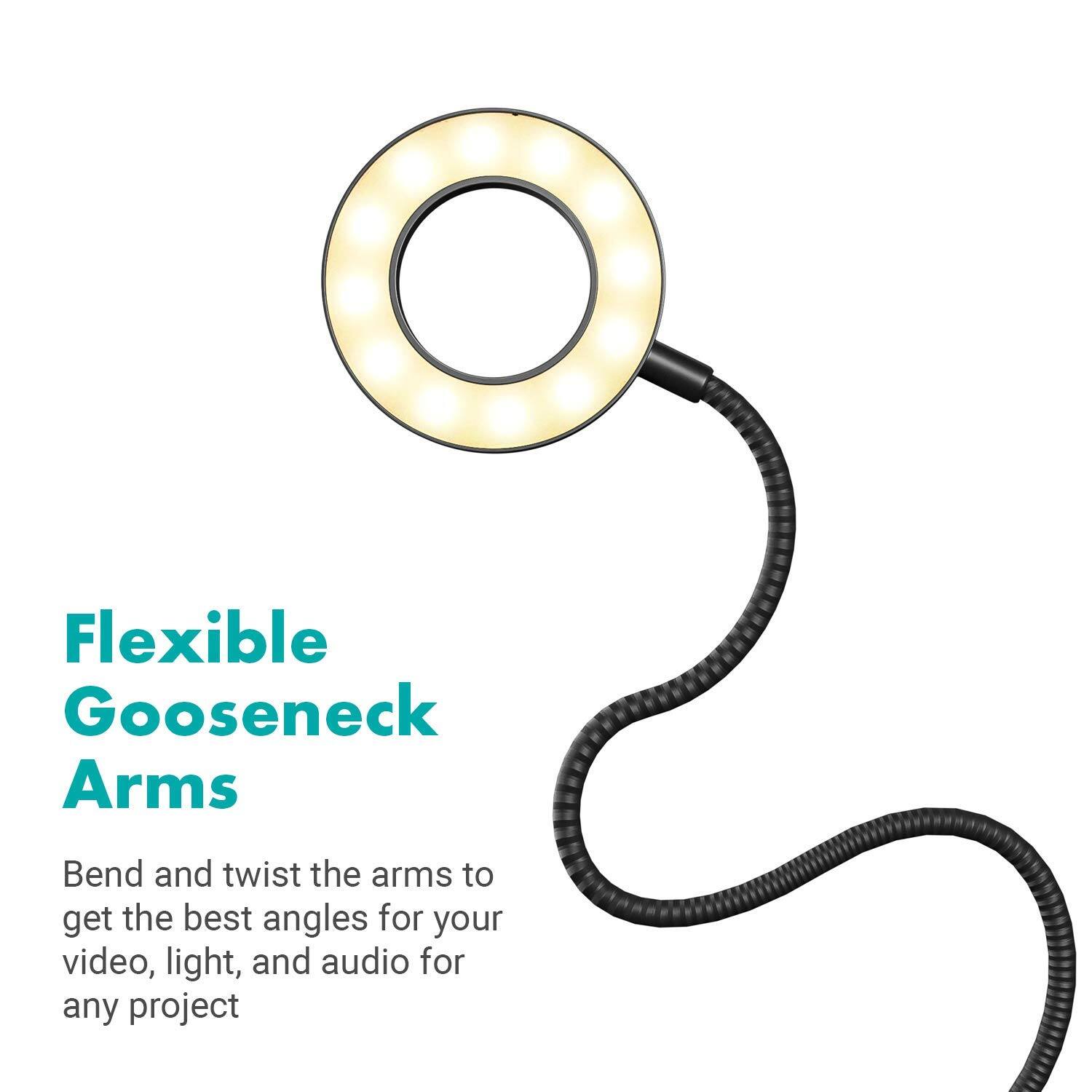 Flexible Gooseneck Arms

Bend and twist the arms to get the best angles for your video, light, and audio for any project